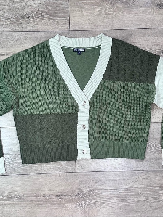 Fashion Nova Cropped Color Block Button Cardigan - Picture 8 of 16